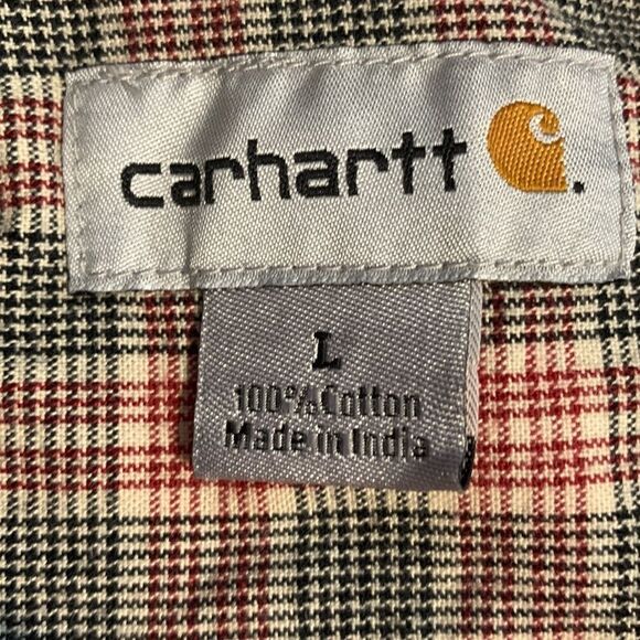 Carhartt Men’s Casual Short Sleeve Plaid Button Down Shirt Large - Picture 6 of 7